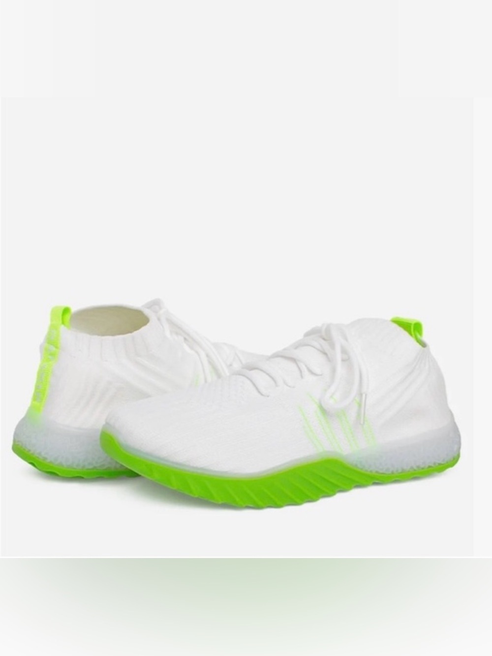 Danskin Women’s Knit Lace-Up comfy Sneakers - White & Neon Green